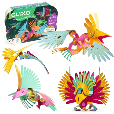 Clixor joc magnetic de construit - Pasari tropicale (22 piese)