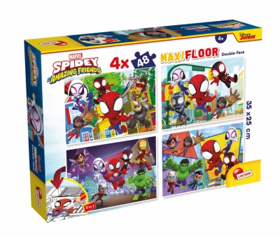 Puzzle de colorat maxi - Paienjenelul Marvel si prietenii lui uimitori (4 x 48 piese)