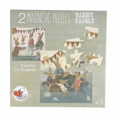 Set 2 puzzle-uri magnetice Familia iepurasilor, Egmont Toys