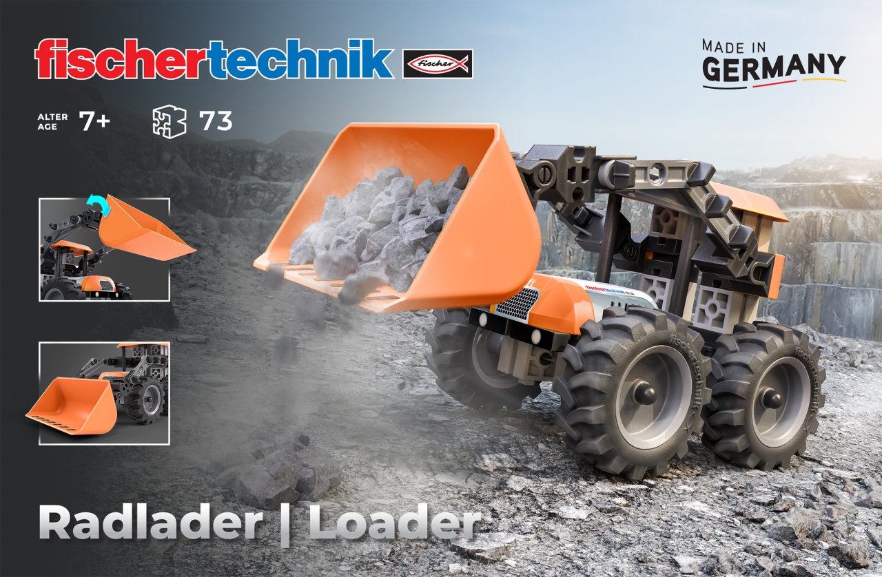 Kit STEM Incarcator frontal de asamblat si manevrat, Fischertechnik